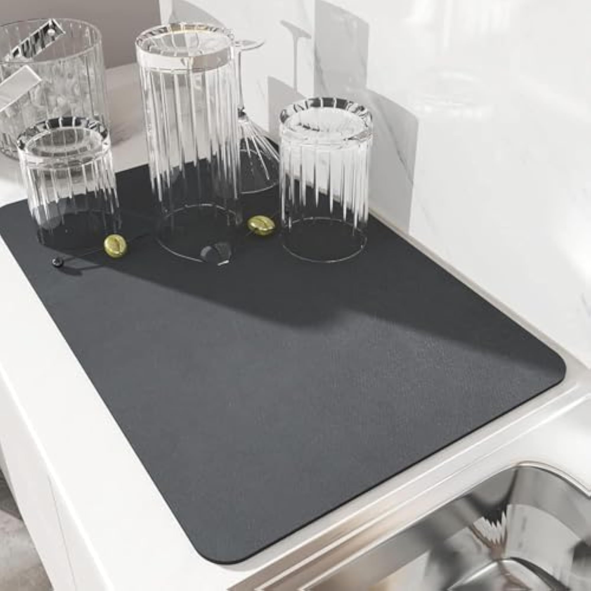 Grey Bartan Drying Mat for Kitchen, Fast-Drying